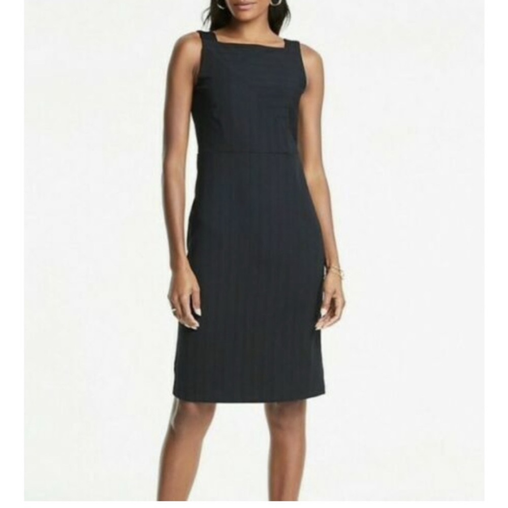 Ann Taylor Striped Ponte Square Neck Sheath Dress Size 6